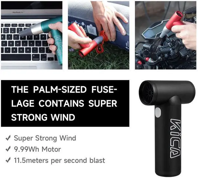 Alt view image 5 of 5 - Kica Jetfan 1.0 Air Duster Cordless Portable Palm-Sized Cleaning Tool for Computer/Housework/BBQ/Outdoor/Camping/BarberStore/Car,Up to 86000RPM,Aluminum,Environmental Electric Air Can Tool - Black