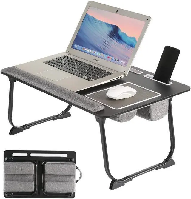 Main image of OMUMUO Laptop Desk,2 in 1 Lap Desk with Cushion 17 inch Laptop,Folding Table with Mouse pad Card Slot for iPad Mobile Phone Lap Desk for Bed Couch Bed Tray for Working Wooden Table for Reading