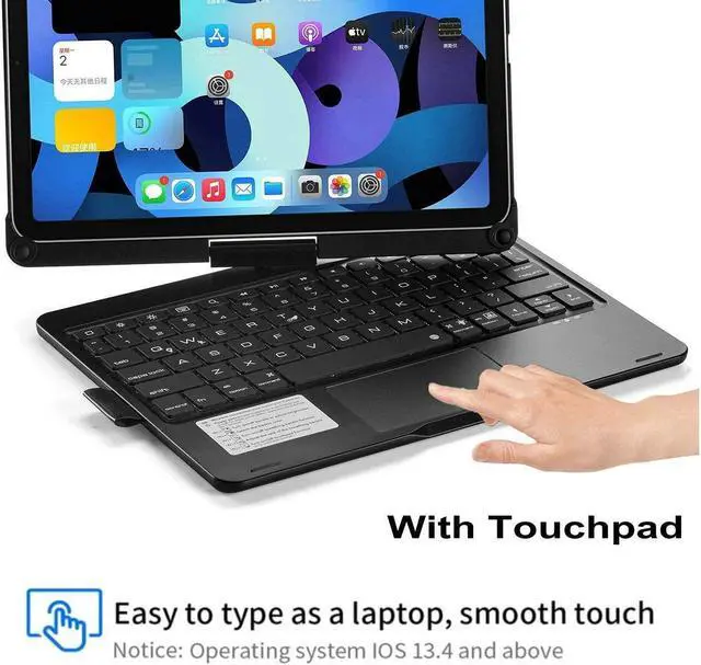 Alt view image 2 of 5 - Touchpad Keyboard Case for iPad (A16) 11th Gen 2025/iPad 10th Generation 2022, Backlit Trackpad Keyboard Folio Smart 360° Rotatable Stand Cover with Pencil Holder, Silver