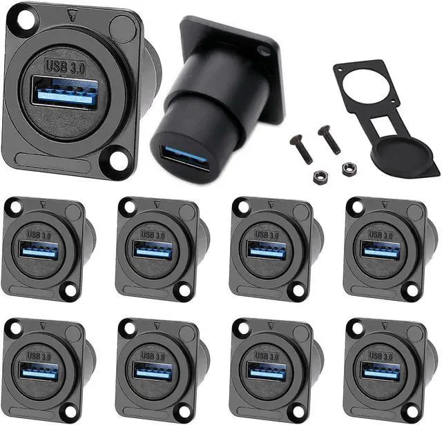 Main image of PENGLIN 10PCS USB Panel Mount Connector,USB 3.0 Pass Through Data Connector Female to Female,USB 3.0 Socket for Audio Video Data Transfer/Charging