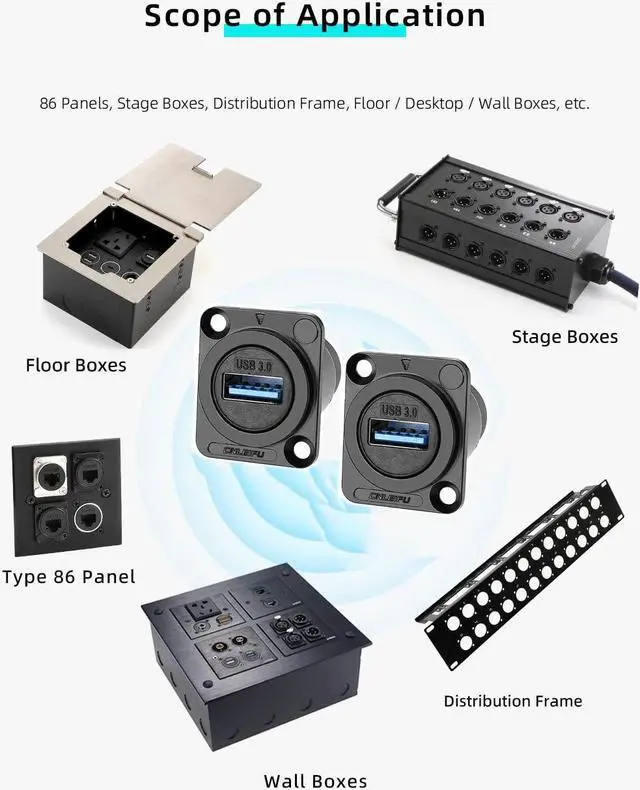 Alt view image 5 of 5 - PENGLIN 10PCS USB Panel Mount Connector,USB 3.0 Pass Through Data Connector Female to Female,USB 3.0 Socket for Audio Video Data Transfer/Charging