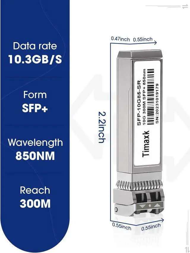 Alt view image 2 of 5 - Timaxk 4Pack 10GBase-SR SFP+ Transceiver, SFP Multi-Mode Fiber LC Module, 10G 850nm MMF up to 300 Meters, Compatible with Cisco, Ubiquiti, Mikrotik, D-Link, Netgear, Qnap, Linksys and More