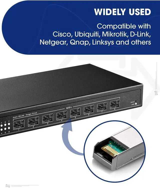 Alt view image 4 of 5 - Timaxk 4Pack 10GBase-SR SFP+ Transceiver, SFP Multi-Mode Fiber LC Module, 10G 850nm MMF up to 300 Meters, Compatible with Cisco, Ubiquiti, Mikrotik, D-Link, Netgear, Qnap, Linksys and More