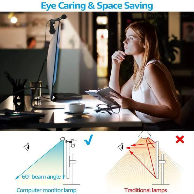 Alt view image 4 of 5 - TORCHSTAR LED Computer Monitor Lamp, Auto-Dimming, CRI 97 Eye-Caring Adjustment LED Screen Light Bar, E-Reading USB Powered Monitor Light for Gaming Desk Office, Touch Control, Black
