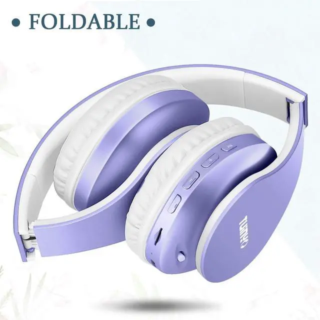 Alt view image 3 of 5 - TUINYO Wireless Headphones Over Ear, Bluetooth Headphones with Microphone, Foldable Stereo Wireless Headsetfor Travel Work TV PC Cellphone-Purple