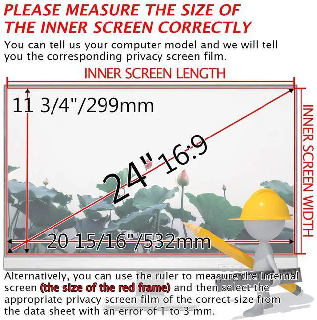 Alt view image 3 of 5 - MAYAMANG 24" (16:9 Aspect Ratio) Privacy Screen Protector for Widescreen Computer Monitor - 20.94x11.77 inch/532x299 mm - Privacy Filter Display Filter Film - We Offer 2 Different 24" Filter Sizes