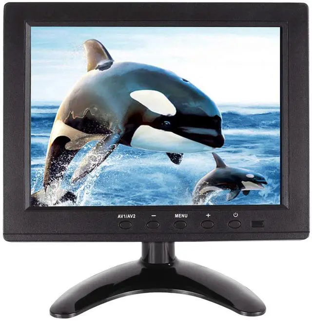 Main image of WHOLEV Security Monitor 8" FHD 1024x768 with Remote Control, PC Monitor with VGA HDMI BNC AV USB Input, Built-in Speaker 178 Wide Angle for Raspberry Pi Game Computer