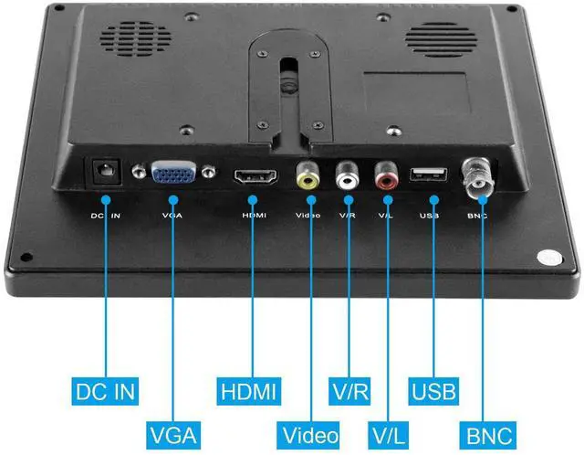 Alt view image 3 of 4 - WHOLEV Security Monitor 8" FHD 1024x768 with Remote Control, PC Monitor with VGA HDMI BNC AV USB Input, Built-in Speaker 178 Wide Angle for Raspberry Pi Game Computer