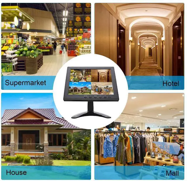 Alt view image 4 of 4 - WHOLEV Security Monitor 8" FHD 1024x768 with Remote Control, PC Monitor with VGA HDMI BNC AV USB Input, Built-in Speaker 178 Wide Angle for Raspberry Pi Game Computer