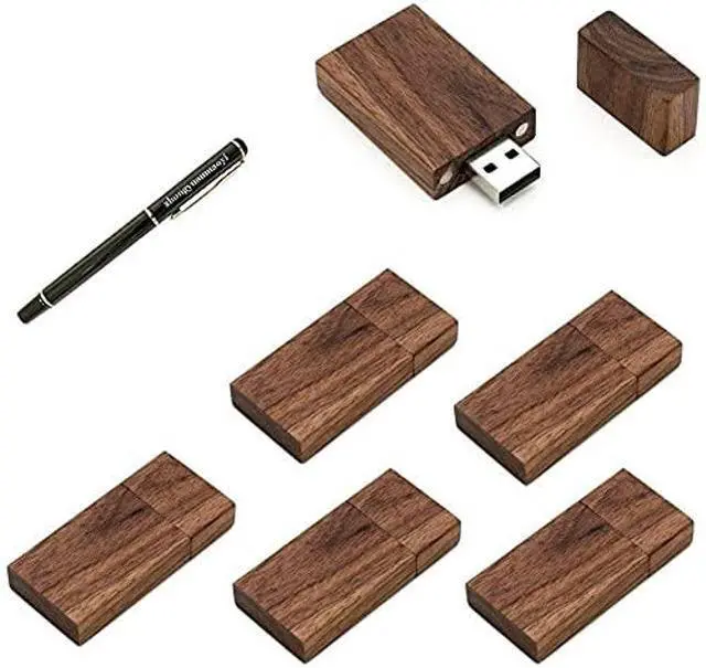 Alt view image 2 of 5 - 5 Pack Rectangle Walnut Wood 2.0/3.0 USB Flash Drive USB Disk Memory Stick with Wooden (3.0/32GB)