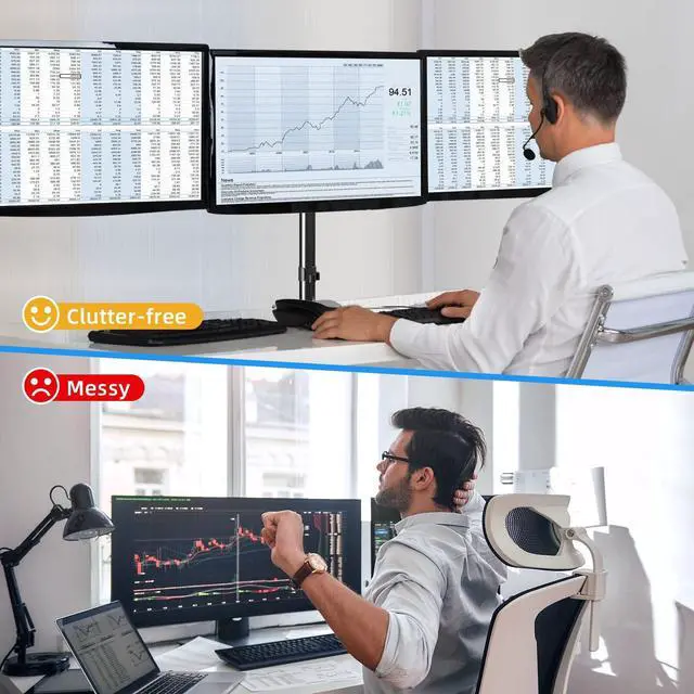 Alt view image 5 of 5 - suptek Triple Monitor Mount for Most 17 to 32 inch Screens,Gas Springs Adjustment Triple Monitor Desk Mount Stand with Clamp & Grommet Kit,Black(MD8003)