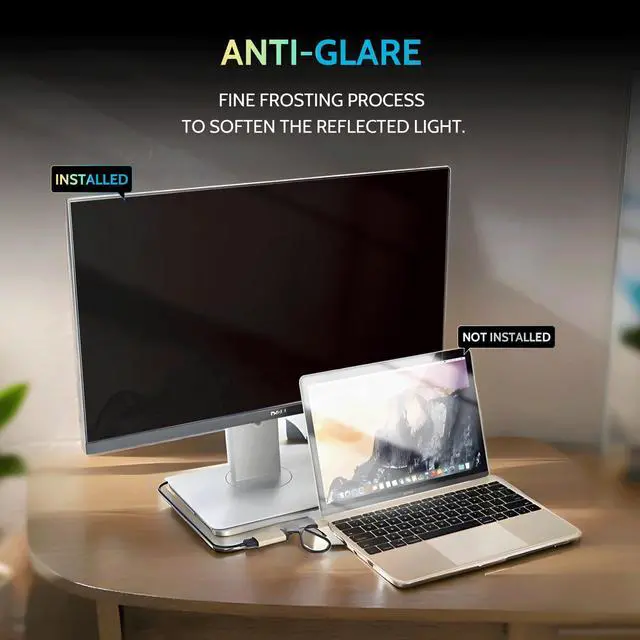 Alt view image 5 of 5 - [2-Pack] 24 Inch Privacy Screen for Computer Monitor 16:9 Aspect Ratio, Eye Protection Anti Blue Light Glare Shield, 24inch Removable Black Blackout Anti Spy Desktop Security Private Filter
