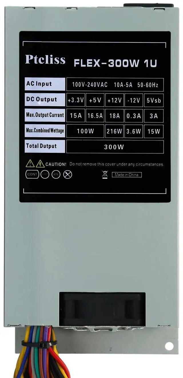 Alt view image 3 of 5 - Ptcliss 300 watts 1U Flex ATX Power Supply with Fixed Cables with 6Pin PCIe Connector,flex-300w