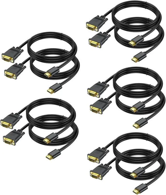 Main image of URELEGAN HDMI to VGA Cable 3 Feet 10-Pack, HDMI to VGA (Male to Male) 1080P HD Video Cord Compatible for Computer, Desktop, Laptop, PC, Monitor, Projector, HDTV and More (NOT Bidirectional)