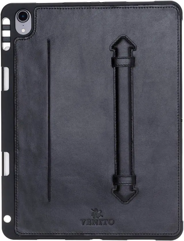 Main image of Venito Lecce Leather Wallet Case Compatible with iPad Pro 11, 2018 - Flex Handle Tablet Wallet - Rustic Black