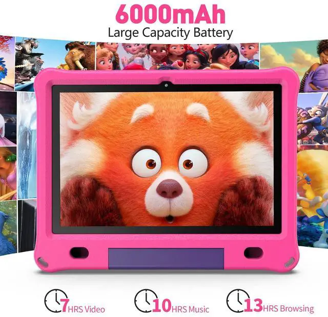 Alt view image 5 of 5 - VOLENTEX 10 Inch Kids Tablet with Case, 10 Inch Android Tablet for Kids, 6GB RAM 64GB ROM, Parental Control, Educational Games Pre-Installed, Dual Camera, 6000mAh, Bluetooth (Pink)