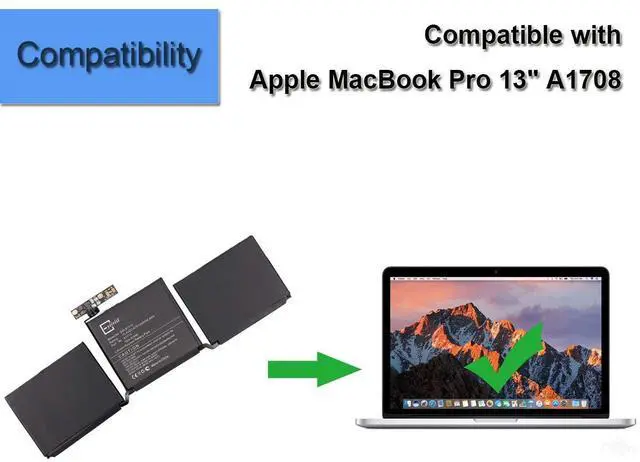 Alt view image 4 of 4 - E-YIIVIIL New Replacement Battery Compatible with Apple MacBook Pro 13'' A1708 MLL42CH/A MLUQ2CH/A Late 2016 Mid 2017 Version A1713 Internal Battery + Tools