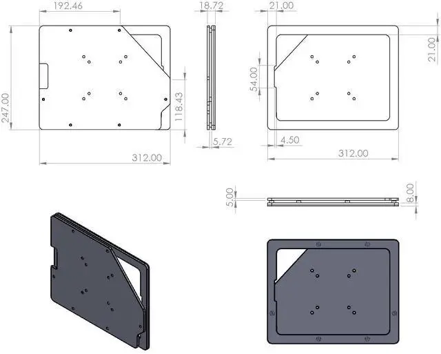 Alt view image 3 of 5 - TABcare Anti-Theft Acrylic VESA Enclosure for Apple iPad Pro 12.9" 2018 2020 2021 with Free Wall Mount Kit & 90-Degree Angle USB C Cable (iPad Pro 12.9" 3/4/5, Black)