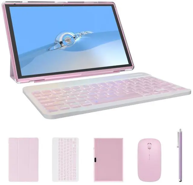 Main image of 2 in 1 Tablet with Keyboard Case Mouse Stylus, 10 inch Tablet Android 14 Tablets PC, 6GB RAM+32GB ROM Support 1TB Expandable, 6000mAh Battery IPS 10.1" Tab 2MP+8MP Dual Camera WiFi-6 Bluetooth Tableta