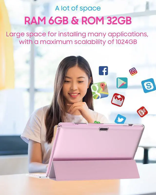 Alt view image 5 of 5 - 2 in 1 Tablet with Keyboard Case Mouse Stylus, 10 inch Tablet Android 14 Tablets PC, 6GB RAM+32GB ROM Support 1TB Expandable, 6000mAh Battery IPS 10.1" Tab 2MP+8MP Dual Camera WiFi-6 Bluetooth Tableta