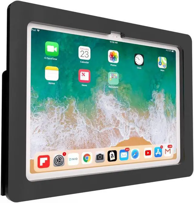 Main image of TABcare Anti-Theft Acrylic VESA Enclosure Made for Apple iPad 10 10.9" 2022, iPad 11 11" 2025 with Low Profile Wall Mount Kit & 90-Degree Angle USB C Charge Cable (Black)