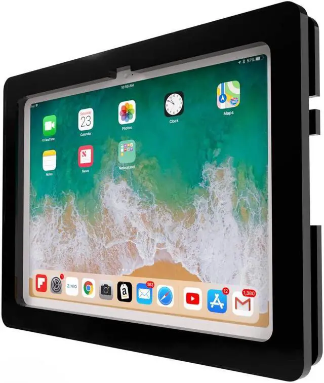 Alt view image 2 of 5 - TABcare Anti-Theft Acrylic VESA Enclosure Made for Apple iPad 10 10.9" 2022, iPad 11 11" 2025 with Low Profile Wall Mount Kit & 90-Degree Angle USB C Charge Cable (Black)