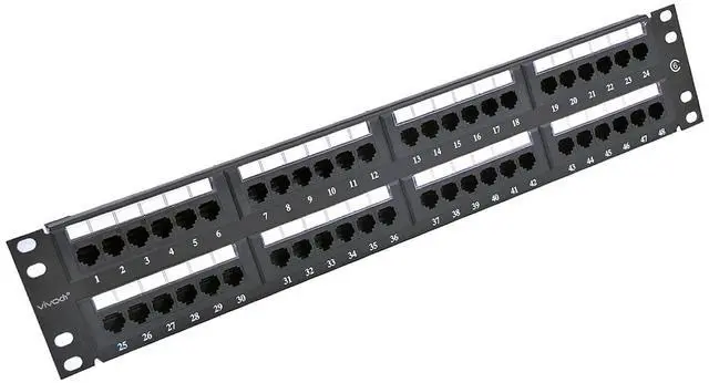 Main image of VIVOCH 2U 48 Ports Cat6 Unshielded Wallmount or Rackmount Patch Panel UTP Ethernet Patch Panel with Cat6 Adapter Patch Panel