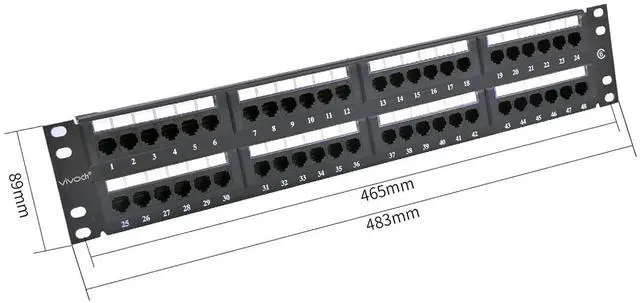 Alt view image 3 of 5 - VIVOCH 2U 48 Ports Cat6 Unshielded Wallmount or Rackmount Patch Panel UTP Ethernet Patch Panel with Cat6 Adapter Patch Panel