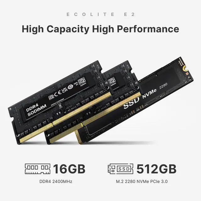 Alt view image 4 of 5 - BOSGAME E2 Mini PC with AMD Ryzen 5 3550H, 16GB RAM 512GB NVMe SSD, Triple Displays via USB-C & Dual HDMI, Gigabit Ethernet, Compact Desktop Computer for Business, Office & School