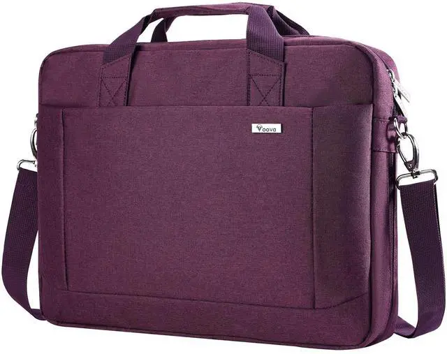 Main image of Voova Laptop Bag Case 17 17.3 Inch Computer Sleeve Messenger Bag with Shoulder Strap Expandable Waterproof Large Capacity Business Briefcase for Work Travel Fit 17-18 Laptop, Women Ladies, Purple
