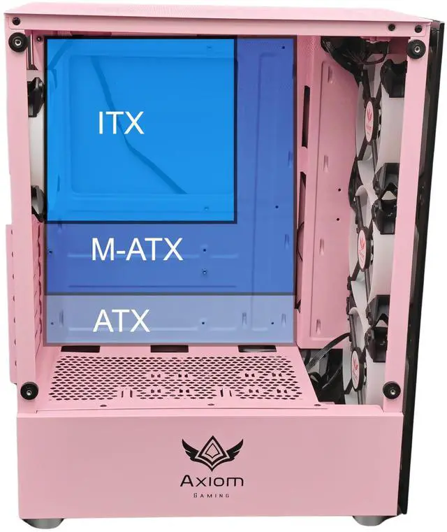 Alt view image 4 of 5 - AXIOM GAMING | Nova Series C013 | ATX Mid-Tower PC Case | Built-in RGB Lighting | Tempered Glass Front & Side Panels | 4 x 120mm RGB Fans Included | Fan Controller with Remote | (Pink)