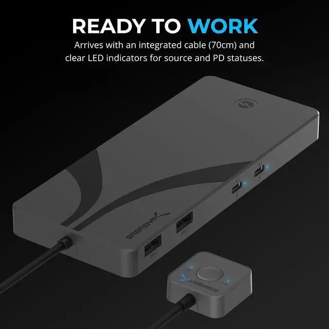 Alt view image 3 of 5 - SABRENT Thunderbolt 4 KVM Switch, Peripheral Sharing with 3X Thunderbolt 4 USB C 40Gbps, 2X USB-C Charging 60W (PD 3.0) | 4X USB Type A 3.2x2 10Gbps | Supports 4K@144Hz / 8K@60Hz DSC (SB-TB4K)