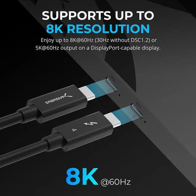 Alt view image 4 of 5 - SABRENT Thunderbolt 4 KVM Switch, Peripheral Sharing with 3X Thunderbolt 4 USB C 40Gbps, 2X USB-C Charging 60W (PD 3.0) | 4X USB Type A 3.2x2 10Gbps | Supports 4K@144Hz / 8K@60Hz DSC (SB-TB4K)