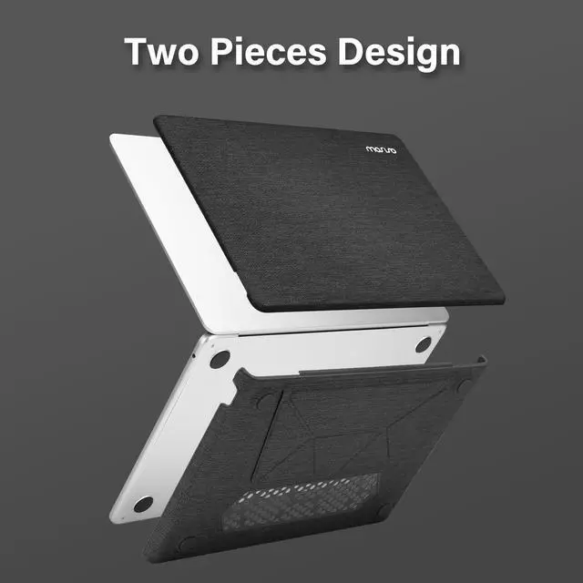 Alt view image 3 of 5 - MOSISO Compatible with MacBook Air 13 inch Case 2025 2024 2023 2022 M4 A3240 M3 A3113 M2 A2681, Knit Fabric Coated Plastic Hard Shell Cover with Fold Kickstand for MacBook Air 13.6 inch Case, Black