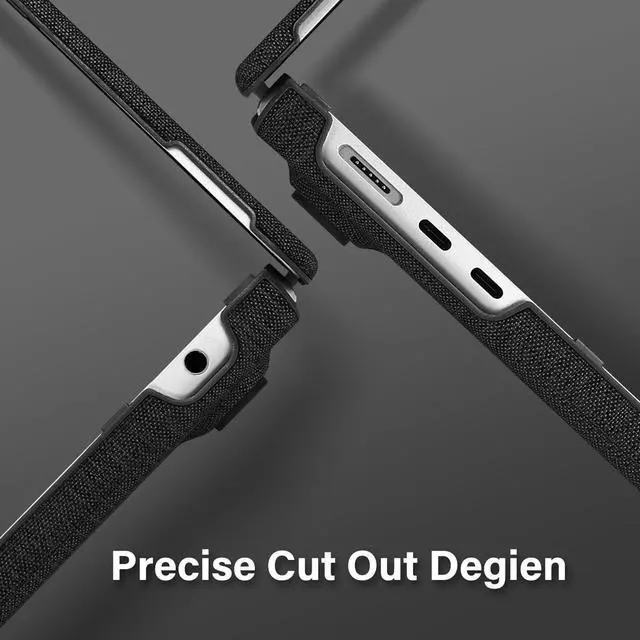 Alt view image 4 of 5 - MOSISO Compatible with MacBook Air 13 inch Case 2025 2024 2023 2022 M4 A3240 M3 A3113 M2 A2681, Knit Fabric Coated Plastic Hard Shell Cover with Fold Kickstand for MacBook Air 13.6 inch Case, Black