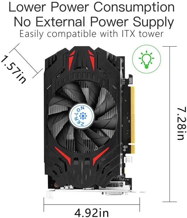 Alt view image 4 of 5 - ZER-LON Radeon RX 550 Graphics Card, 4GB 128-Bit GDDR5 PCI Express 3.0 x 8, DP/HDMI/DVI-D Tri-Ports, 4K Output, DirectX 12, OpenGL 4.5, Desktop Gaming Video Card, PC Computer GPU