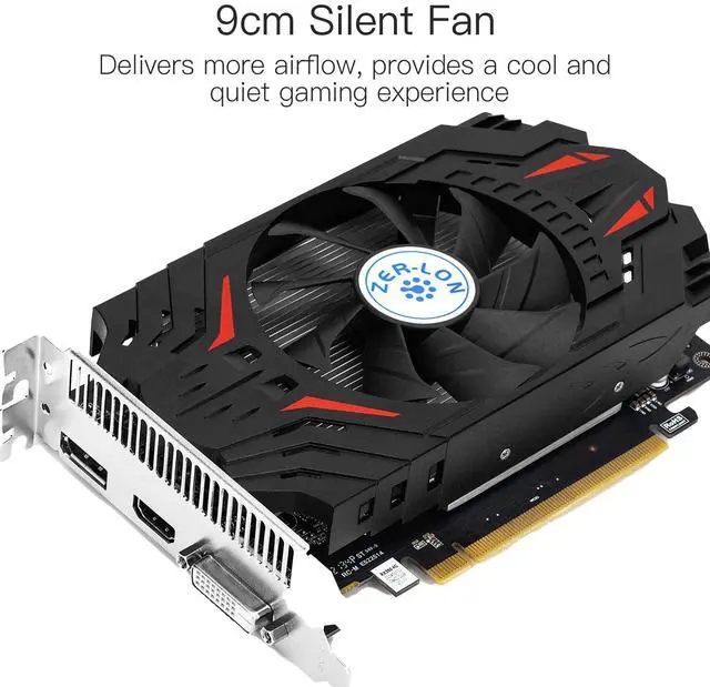 Alt view image 5 of 5 - ZER-LON Radeon RX 550 Graphics Card, 4GB 128-Bit GDDR5 PCI Express 3.0 x 8, DP/HDMI/DVI-D Tri-Ports, 4K Output, DirectX 12, OpenGL 4.5, Desktop Gaming Video Card, PC Computer GPU