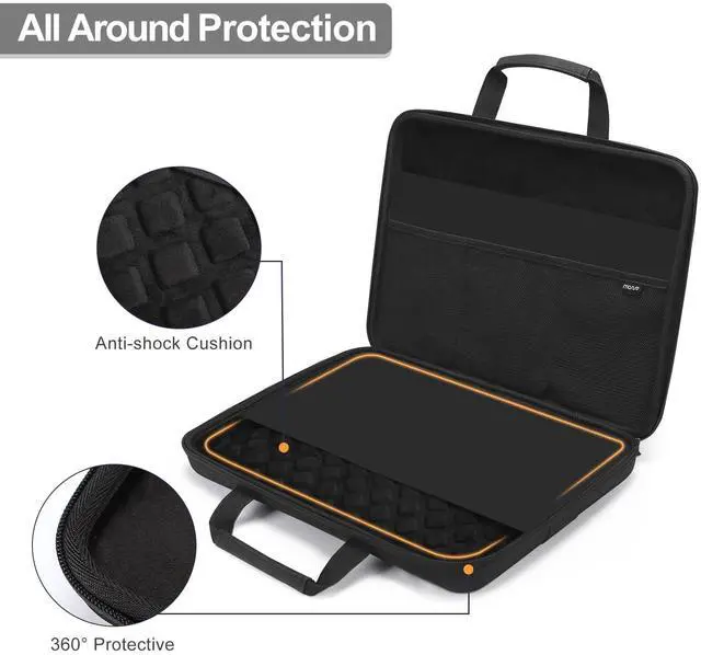 Alt view image 3 of 5 - MOSISO 15.6-16 inch Laptop Hard Case, 15 inch Shockproof Waterproof Laptop Case Hard Shell Compatible with MacBook HP Dell, Carrying Sleeve Computer Bag with Sturdy Handle&Front Pocket&Belt, Black