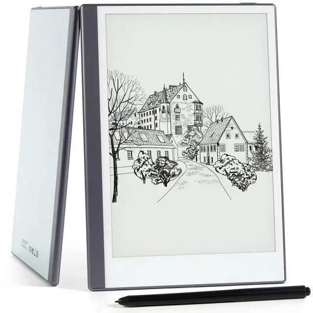 Main image of Android E-Ink ePaper Tablet, Paperwhite eBook Reader Digital Notebook for Note Taking, Drawing Paper White Graphics Notepad with Stylus and Case, Cloud Sync and Screen Casting - Model Mini 9.7" Silver