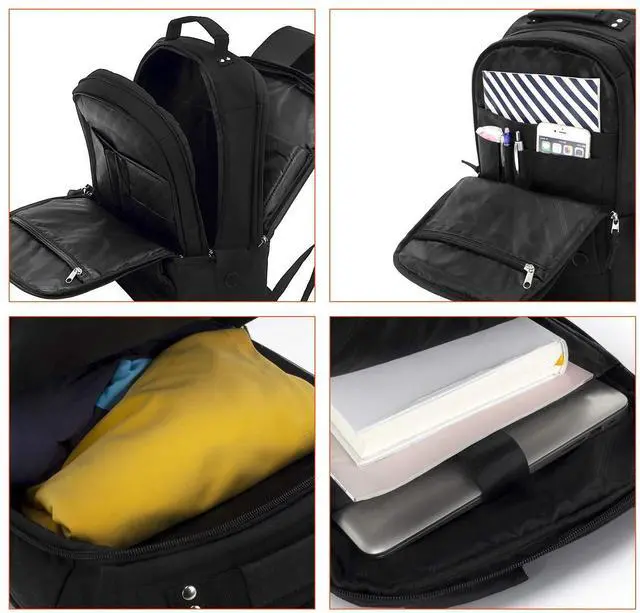 Alt view image 2 of 5 - KINGSLONG 15.6 inch Laptop Backpack for Men Women, Water Resistant Computer Bag with USB Charging Port. Notebook Bag Suitable for College Travel Work Gifts Black