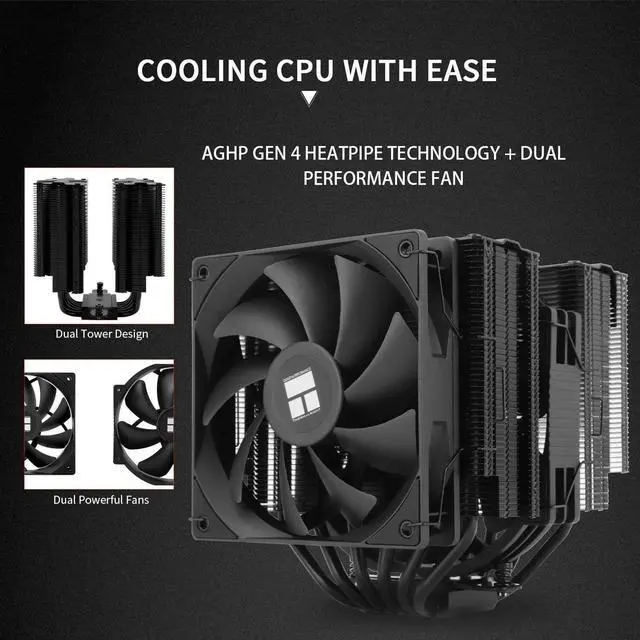 Alt view image 4 of 5 - Thermalright Peerless Assassin 140 Black CPU Air Cooler, 6 Heat Pipes, Dual PWM Fans and Double Towers,158mm High CPU Cooling with Top Cover,forAM4/AM5,Intel LGA 1851/1700/1150/1151/1200