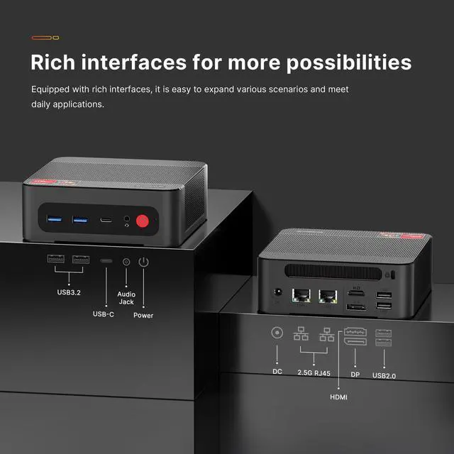 Alt view image 5 of 5 - BOSGAME Mini PC Desktop Computers P4,AMD Ryzen 7 5825U, 32GB DDR4 RAM 1TB m.2 NVMe SSD, Dual 2.5GbE LAN Ports/WiFi 6E/BT5.2, 4K Triple Display, Dual NVMe SSD Slots Micro PC Easy for Expand