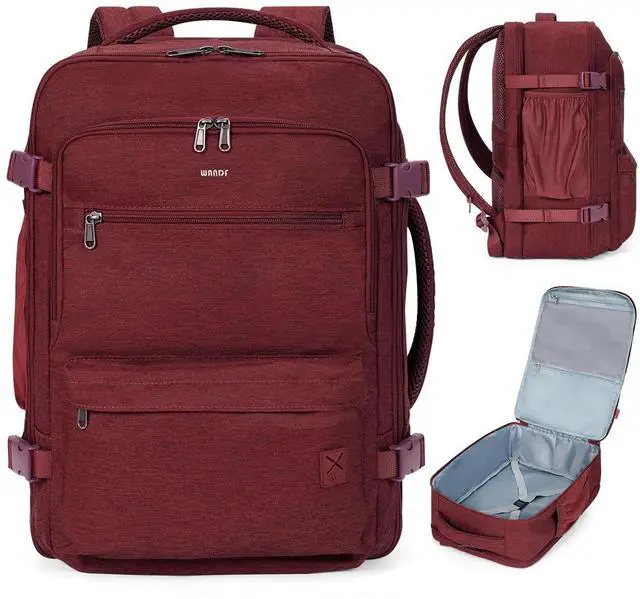 Main image of WANDF Travel Backpack For Spirit Airlines Personal Item Bag 18x14x8 with Wet Pocket, 17 Inch Laptop Backpack for Men Women (Red)