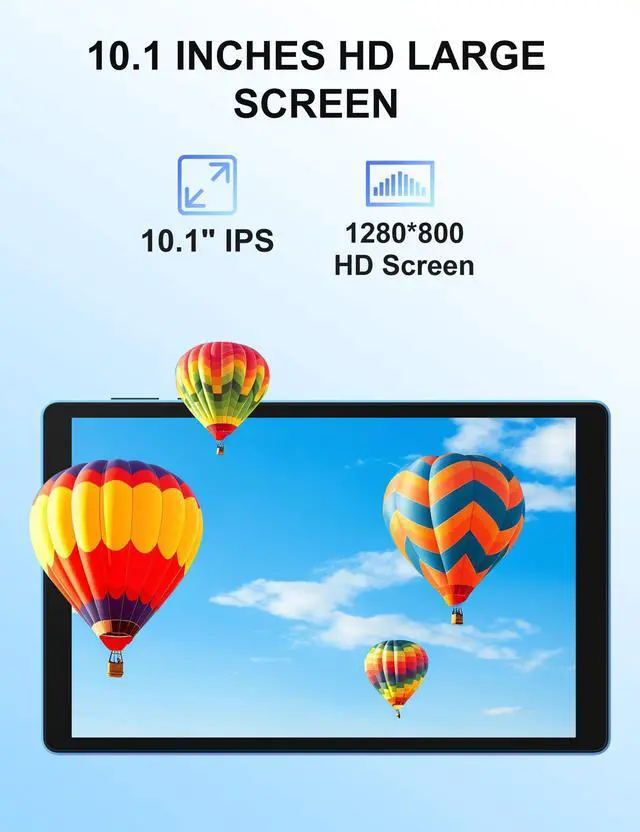 Alt view image 3 of 5 - BAKEN 10 Inch Tablet, Android 12 Tablets, 4(2+2) GB RAM, 32GB ROM, 1280x800 IPS HD Touchscreen, Quad Core Processor, GMS, WiFi 6, 6000mAh Battery, Bluetooth Tablet PC, Dual Camera, Games(Blue)