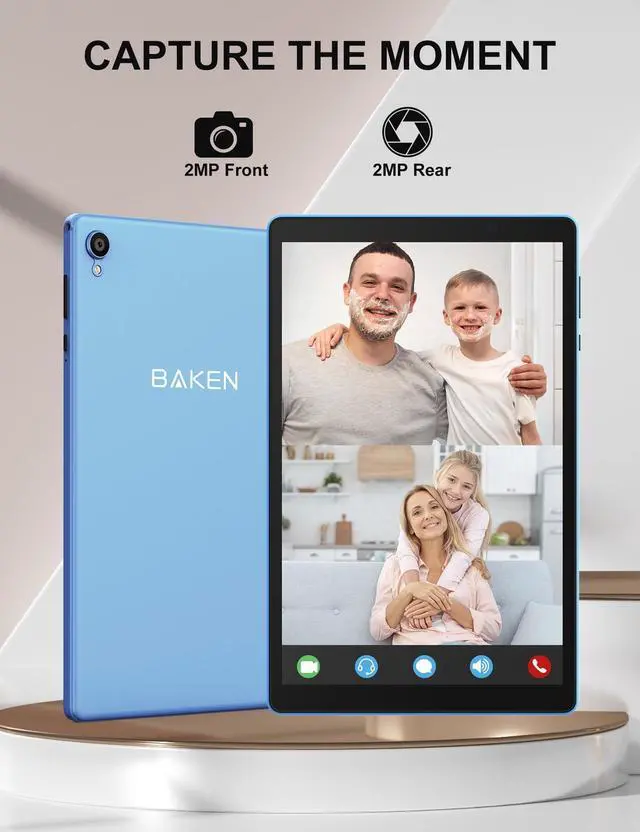 Alt view image 4 of 5 - BAKEN 10 Inch Tablet, Android 12 Tablets, 4(2+2) GB RAM, 32GB ROM, 1280x800 IPS HD Touchscreen, Quad Core Processor, GMS, WiFi 6, 6000mAh Battery, Bluetooth Tablet PC, Dual Camera, Games(Blue)