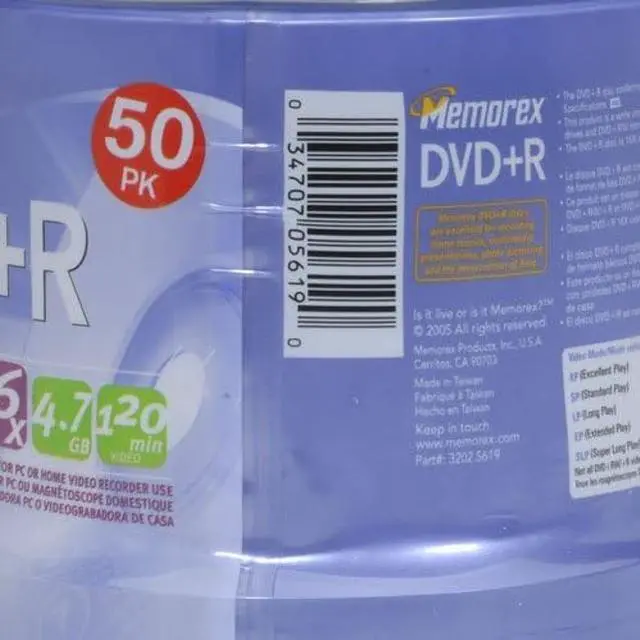 Alt view image 5 of 5 - Memorex DVD+R 16x 4.7GB 50 Pack Spindle