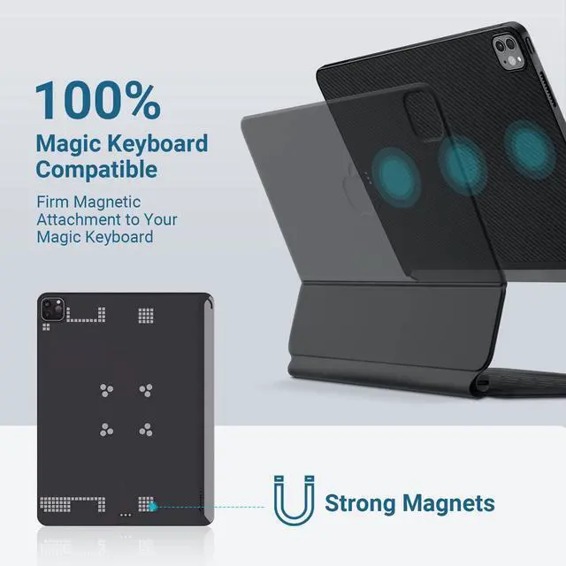 Alt view image 4 of 5 - PITAKA iPad Pro 11 Inch Case (2022/2021, 4th/3rd Gen), Fits MagEZ Folio 2 & MagEZ Stand, Aramid Fiber Made, Black/Grey