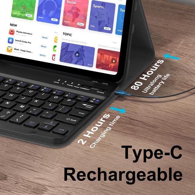 Alt view image 3 of 5 - Keyboard Case for iPad Mini 7th (A17 Pro, 2024) & 6th (2021) 8.3-inch, Rechargeable, Detachable Bluetooth Keyboard, Slim Folio Protective Cover with Pencil Holder for iPad Mini 7th/6th Generation