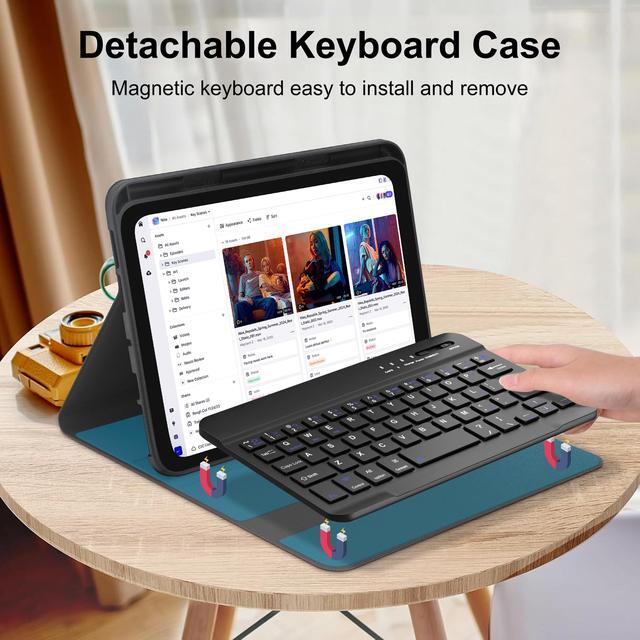 Alt view image 4 of 5 - Keyboard Case for iPad Mini 7th (A17 Pro, 2024) & 6th (2021) 8.3-inch, Rechargeable, Detachable Bluetooth Keyboard, Slim Folio Protective Cover with Pencil Holder for iPad Mini 7th/6th Generation