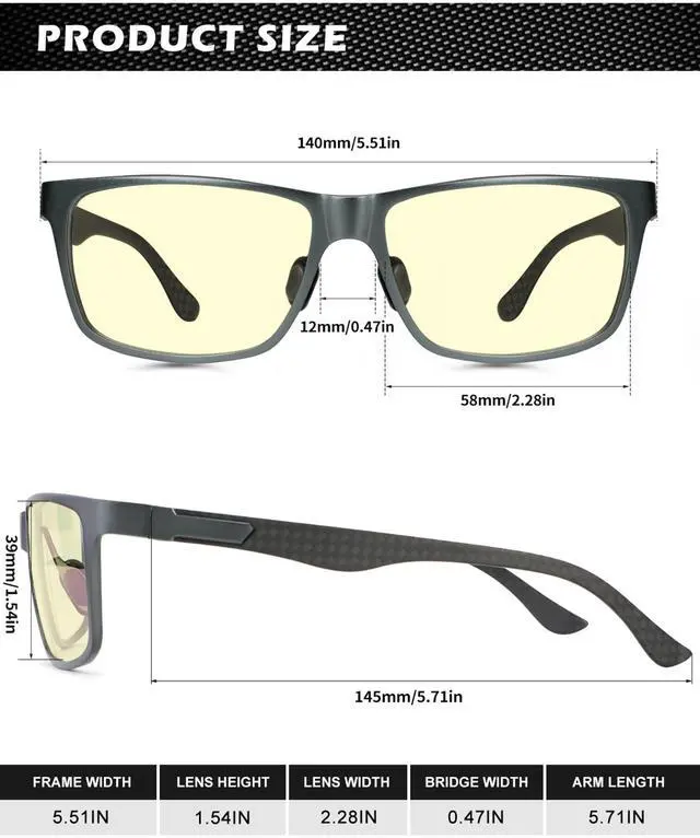Alt view image 5 of 5 - ANYLUV Blue Light Blocking Glasses Men Computer Gaming Glasses Lightweight Al-Mg Metal Anti Eyestrain Eye Protection